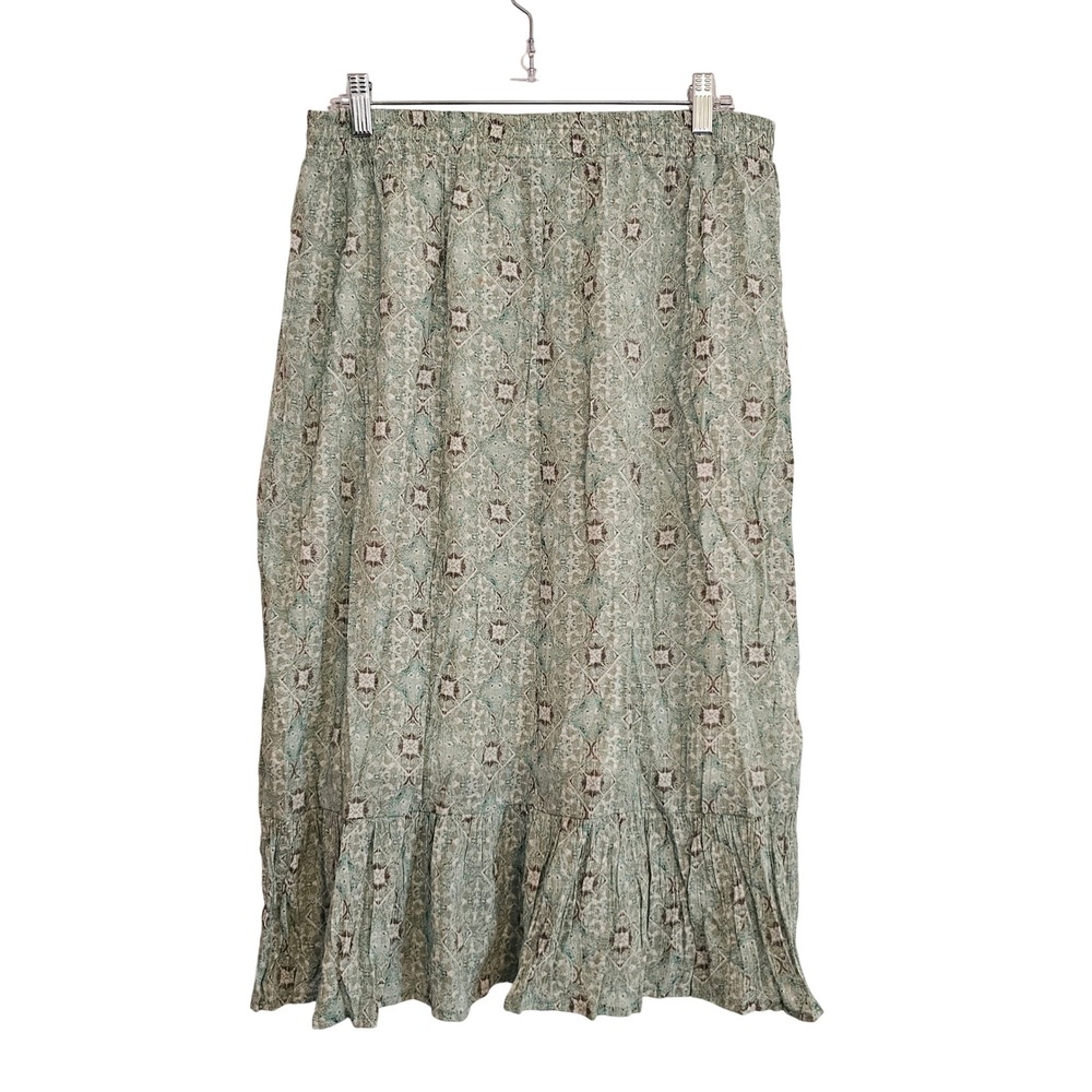 Christopher & Banks Maxi Skirt Tiered Ruffle Floral Print Elastic Waist Size XL